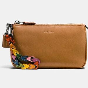 Coach Leather Wristlet with Colorful Chain
